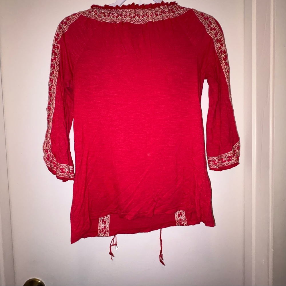 INC International Concepts Red Boho Embroidered Top - Picture 8 of 8